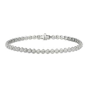 1.00 Carat Natural Diamond Bracelet G SI 14K White Gold 7''